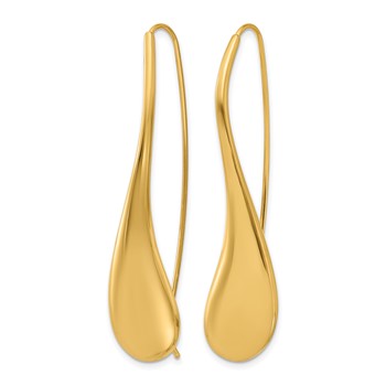 Herco 14K Polished Puffed Teardrop Threader Earrings — alternate view