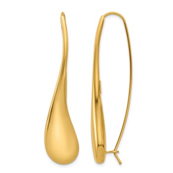 Herco 14K Polished Puffed Teardrop Threader Earrings