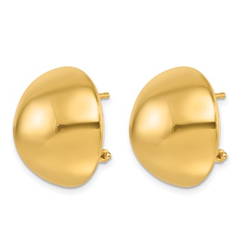 Herco 14K Polished 19.0mm Puffed Button Omega Back Earrings — alternate view