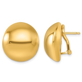 Herco 14K Polished 19.0mm Puffed Button Omega Back Earrings
