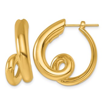 Herco 14K Polished and Twisted Fancy Round Hoop Earrings