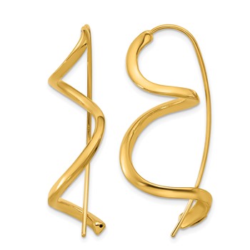 Herco 14K Polished Fancy Twisted Swirl Wire Threader Earrings