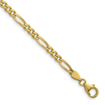 Herco 14K Polished 3.6mm Solid Figaro 8 Inch Chain Bracelet