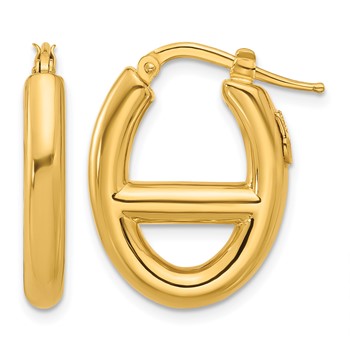 Herco 14K Polished Fancy Oval Hoop Earrings