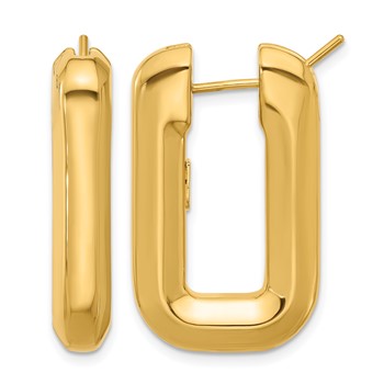 Herco 14K Polished Rectangle Hoop Earrings