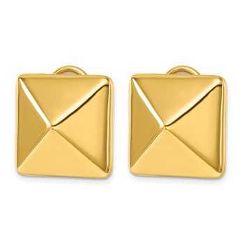 Herco 14K Polished 19.2mm Stud Square Post Omega Back Earrings — alternate view