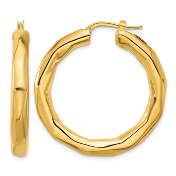 Herco 14K Polished Faceted Round Hoop Earrings