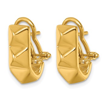 Herco 14K Polished 7mm Studded Omega Back J-Hoop Earrings — alternate view