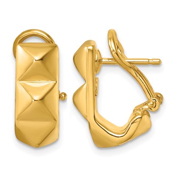 Herco 14K Polished 7mm Studded Omega Back J-Hoop Earrings