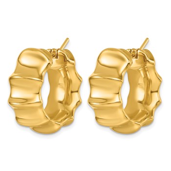 Herco 14K Polished 11.8mm Bamboo Round Hoop Earrings — alternate view