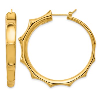 Herco 14K Polished Textured Graduated Round Hoop Earrings