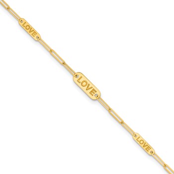 Herco 14K Polished LOVE Paperclip Link 7.25 inch Bracelet