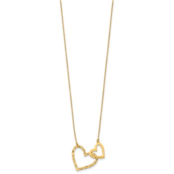 Herco 14K Gold Yel. Heart-Heart Necklace — alternate view
