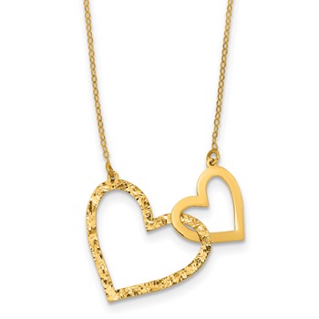 Herco 14K Gold Yel. Heart-Heart Necklace