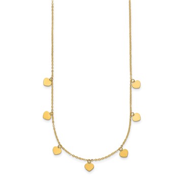 Herco 14K Polished Seven Station Dangle Heart Discs 16 Inch with 2 Inch Extension Necklace — alternate view