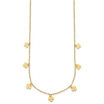 Herco 14K Polished Seven Station Dangle Four-Leaf Clovers 16 Inch with 2 Inch Extension Necklace — alternate view
