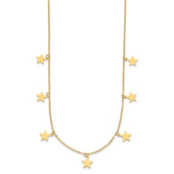 Herco 14K Polished Seven Station Dangle Stars 16 Inch with 2 Inch Extension Necklace — alternate view