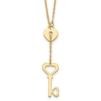 Herco 14K Gold Necklace Heart & Key