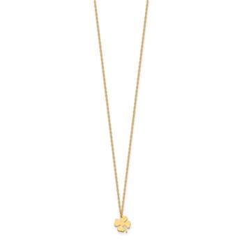 Herco 14K Polished Four-Leaf Clover 16 Inch with 2 Inch Extension Necklace — alternate view