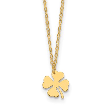 Herco 14K Polished Four-Leaf Clover 16 Inch with 2 Inch Extension Necklace