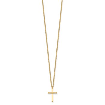 Herco 14K Polished Cross 16 Inch with 2 Inch Extension Necklace — alternate view