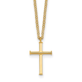 Herco 14K Polished Cross 16 Inch with 2 Inch Extension Necklace
