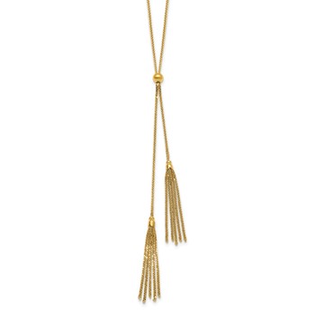 Herco 14K Polished Bolo Slider Chain with Tassels 30 Inch Necklace