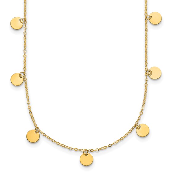 14K Gold Dangle Disc Necklace