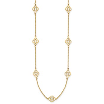 Herco 14K Polished Floral Station 16 Inch with 2 Inch Extension Necklace — alternate view