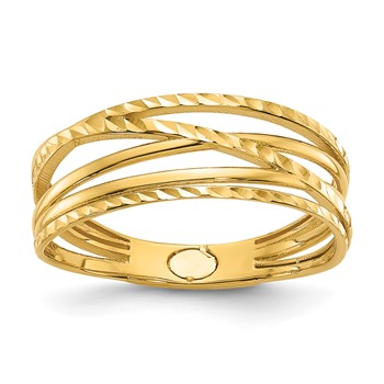 Herco 14K Polished and Diamond-cut Criss Cross Ring