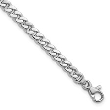 Image of Herco 14K White Gold Polished Solid 5.5mm Curb 8 Inch Chain Bracelet