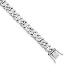Image of Herco 14K White Gold Polished Solid 9.5mm Curb Chain (Per Inch)