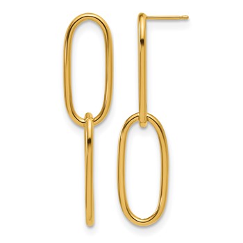 Herco 14K Polished Elongated Double Oval Link Post Dangle Earrings