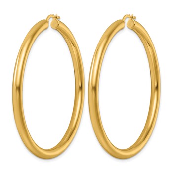 Herco 14K Polished 4x58mm Round Tube Round Hoop Earrings — alternate view