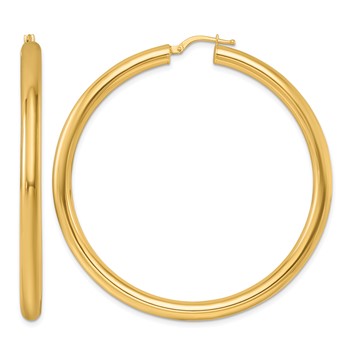 Herco 14K Polished 4x58mm Round Tube Round Hoop Earrings
