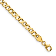 Image of Herco 14K Polished and Diamond-cut 5.7mm Solid Flat Curb 18 Inch Chain