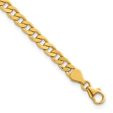 Image of Herco 14K Polished and Diamond-cut 5.7mm Solid Flat Curb 7.5 Inch Chain Bracelet