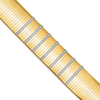 Herco 14K Polished Diamond Wide Band 7.25 inch Bracelet