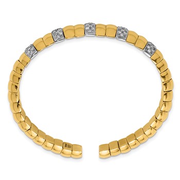 Herco 14K Two-tone Polished Diamond Cuff Bangle — alternate view
