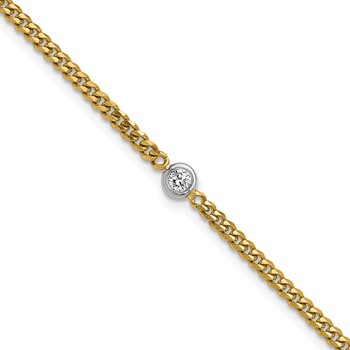 Herco 14K Two-tone 1/10 carat Diamond 7.25 Inch Curb Bracelet