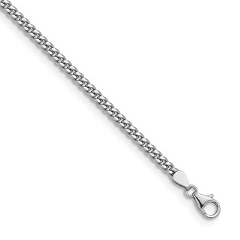 Herco 14K White Gold Rhodium-plated Polished 3.4mm Solid Curb 22 Inch Chain