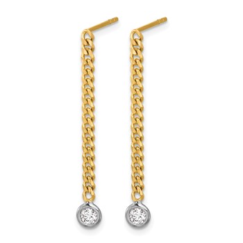 Herco 14K Two-Tone Polished Bezel Set Curb Chain Post Dangle Earring Mountings — alternate view