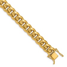 Image of Herco 14K Polished 11.2mm Semi-Solid Domed Miami Curb 8.5 Inch Chain Bracelet
