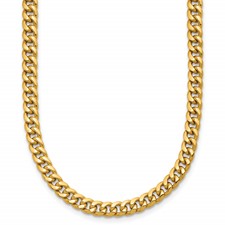 Image of Herco 14K Polished 4.5mm Semi-Solid Domed Miami Curb 24 Inch Chain