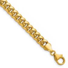 Image of Herco 14K Polished 6.7mm Semi-Solid Domed Miami Curb 22 Inch Chain