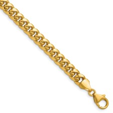 Image of Herco 14K Polished 6.7mm Semi-Solid Domed Miami Curb 8.5 Inch Chain Bracelet