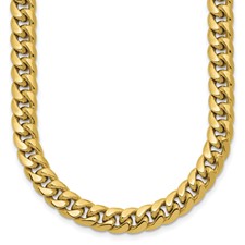 Image of Herco 14K Polished 7.6mm Semi-Solid Domed Miami Curb 20 Inch Chain