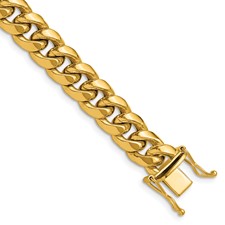 Image of Herco 14K Polished 9.5mm Semi-Solid Domed Miami Curb 22 Inch Chain