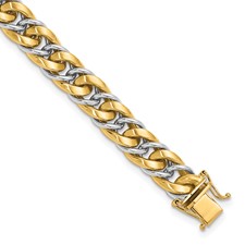 Image of Herco 14k Two-tone Polished and Satin Elongated Curb Chain Bracelet