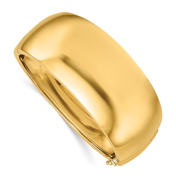 Herco 14K Polished Wide 29.5mm Tapered Hinged Bangle